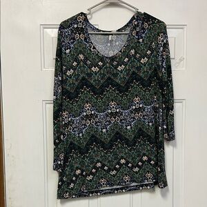 (🔥4 For $20) Elegant Green Floral Long Sleeve Top